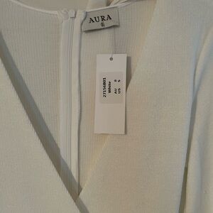 Red Dress Boutique White Sweater Dress w/ matching white fabric belt.